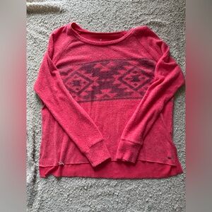 Aerie Red Geometric Crew Neck Sweater